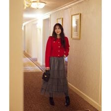 部分プリーツティアードスカート　25AW