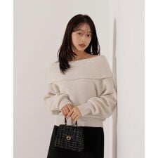 プロポーション ボディドレッシング(PROPORTION BODY DRESSING)のラメ入りオフショルニット