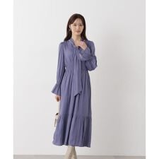 タイ付きギャザーワンピース