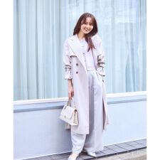 プロポーションボディドレッシング Wモッサファー付きノーカラーフレア 