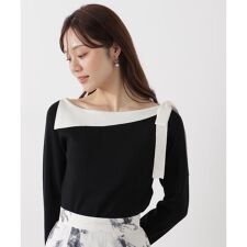 ＜ウォッシャブル／UV＞サイドリボン総針ニット