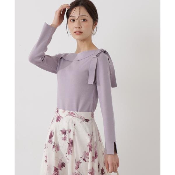 手洗い可能】ハイツイストシルクレーヨン総針 袖プリーツニットプルオ