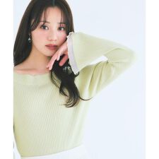 シアー切り替えボートネックニット　26SS