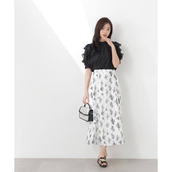 【美品】PRADA プラダ フラワープリント フレアスカート フラワープリントフレアスカート 26SS | プロポーション ボディ