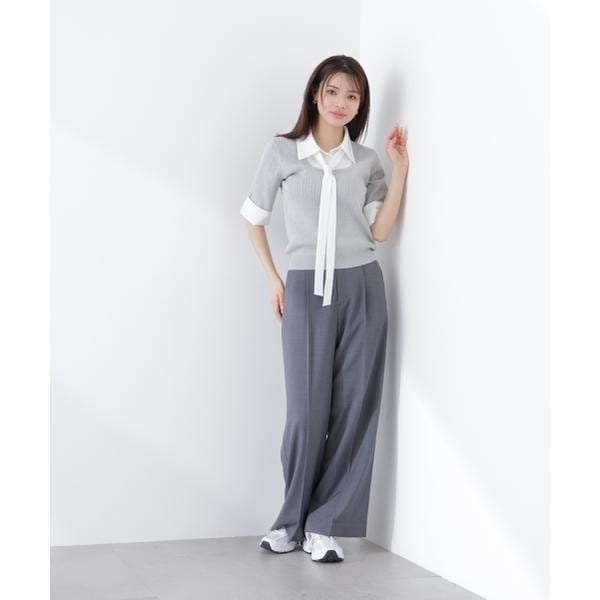 ＜ウォッシャブル＞ベルト付きタックワイドパンツ　26SS