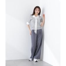 ＜ウォッシャブル＞ベルト付きタックワイドパンツ　26SS