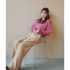 ＜ウォッシャブル＞ベルト付きタックワイドパンツ　26SS