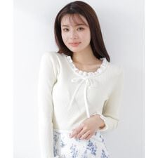 リボン付きフリルニットトップス　26SS