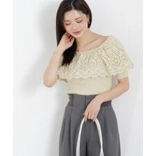 スカラップレースオフショルニット　26SS