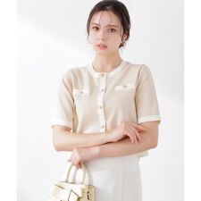 ハーフスリーブバイカラーニットカーディガン　26SS