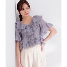チュール付きラッフルブラウス 26SS