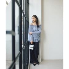 ＜明日香さんコラボ＞ベルト付き美脚ワイドパンツ