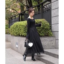 《EDIT COLOGNE》チュールドッキングニットワンピース