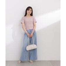 〈a／mie〉ハイウエストタックバギーパンツ