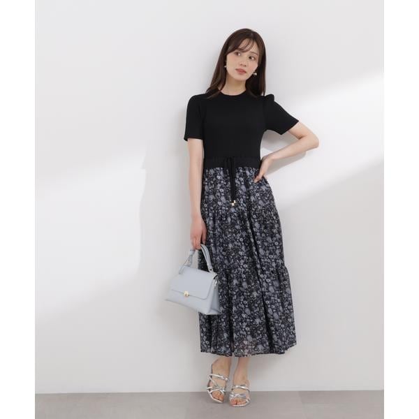 半袖花柄ドッキングニットワンピース 26SS | プロポーション ボディ