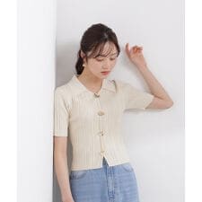 衿付きランダムリブニット