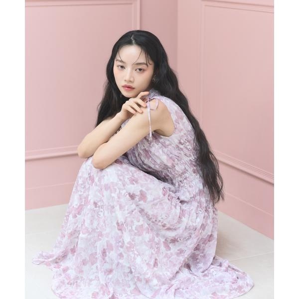 2wayスリーブ花柄シャーリングワンピース 26SS | プロポーション