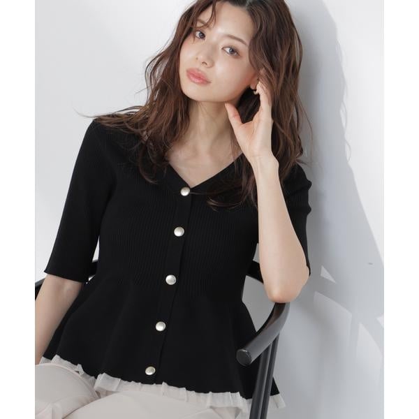 ⭐︎完売品【新品タグ付】プロポーション　部分シアーペプラムニット 2026SS 部分シアーペプラムニット | プロポーション ボディドレッシング