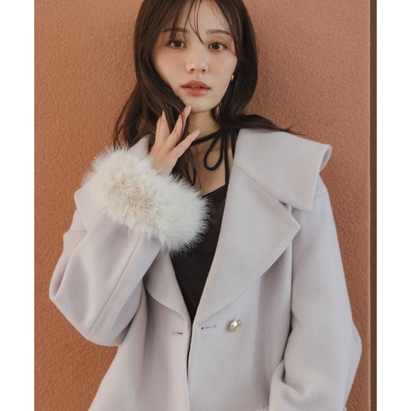 フェイクファー付きワイドカラーショートコート 26AW | プロポーション