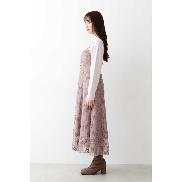 ジルバイリーフモールレースキャミワンピース　パープル ジルバイジルスチュアート ピンク スカラップヘム ノースリーブ