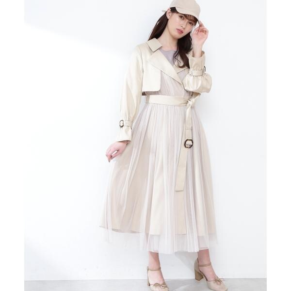 美人百花4月号掲載商品｜チュールフレアトレンチ | ジル バイ ジル