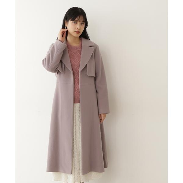 【美品】ジルスチュアート　ライトグレー　コート　120 上品　清楚　くるみボタン JILL by JILLSTUART（ロングコート ・ グレー⁄灰色系）のフリマ