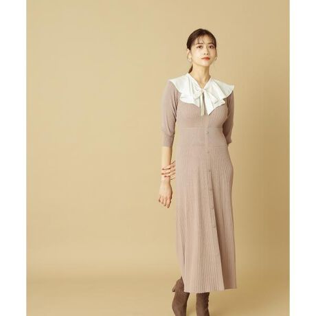 ラッフルカラー付ニットワンピース | ジル バイ ジル スチュアート  