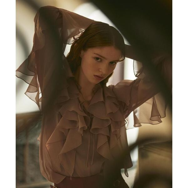 【新品】JILL by JILL STUART シアーラッフルブラウス JILL by JILL STUART（ジルバイジルスチュアート）の「◇シアー