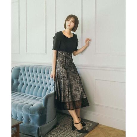 チェックレースフロッキープリントワンピース | ジル バイ ジル 