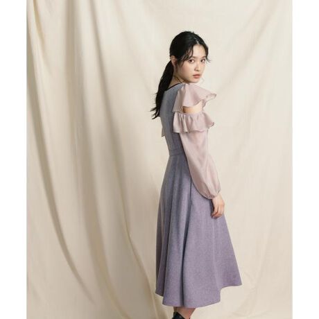 ジルスチュアート パールボタンワンピース フレア 野太く 