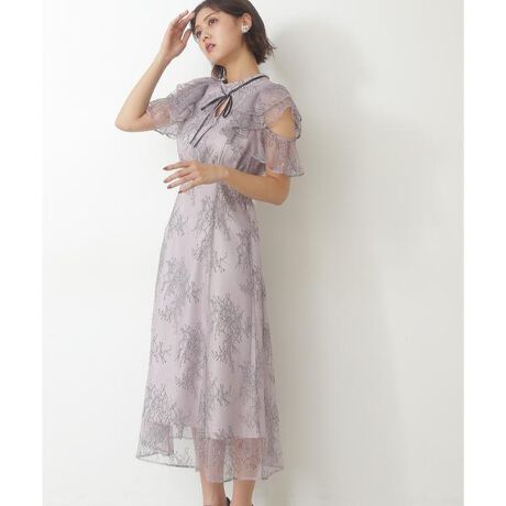ツートーンレースラッフルワンピース WEB限定カラー：ピンク | ジル 