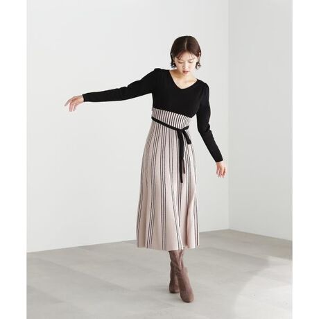 バイカラープリーツニットワンピース | ジル バイ ジル スチュアート  