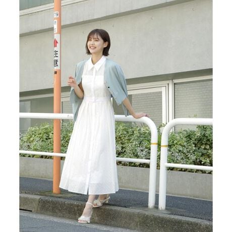 ジルスチュアート／コットン ロングコート カットワークレース 