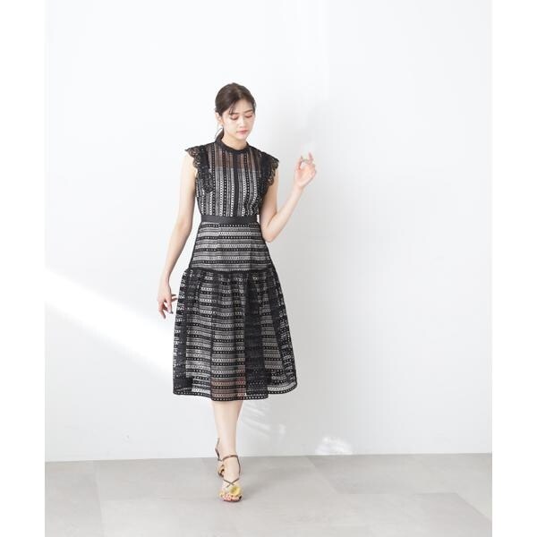 23SS【美品✨】ジルスチュアート ストライプレースワンピース ロング M 23SS【美品✨】ジルスチュアート ストライプレースワンピース