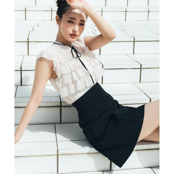 ジルバイジルスチュアート トロピカルフラップショートパンツ （ブラック）スカパン JILL by JILL STUART｜トロピカルフラップショートパンツ