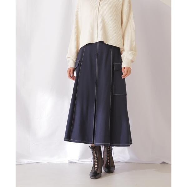 値下げ中　定価13310円　新品　ポケット付きタックプリーツスカート □新品□ 定価13310円 ポケット付きタックプリーツスカート