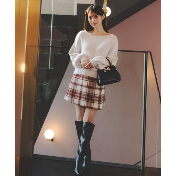 JILL by JILL STUART ラップ風ビッグカラーチェックミニスカート JILL by STUART スカート ラップ風ビッグカラーチェックミニ