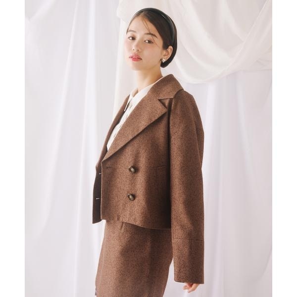 ジルスチュアート　ノーカラー　ジャケット　ツィード JILL by JILL STUART｜ラメツイードチェックノーカラー