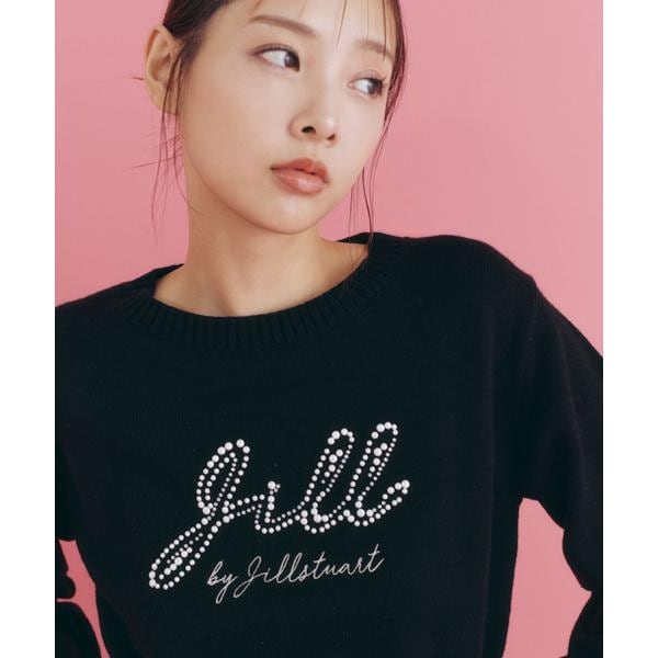 JILL BY JILLSTUART パールロゴコンパクトニットトップス ピンク ジルバイジルスチュアート JILL by JILLSTUART パールロゴ