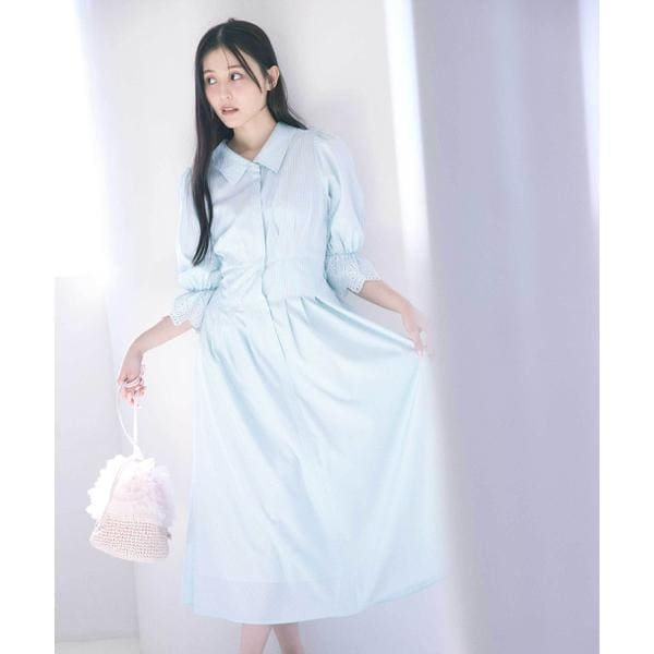 25SSジルスチュアート リボンヤーンミニワンピースセットアップ ブルー