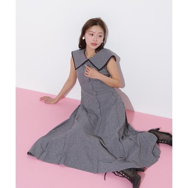 ダブルカラーニットワンピース　新品　ジルバイジルスチュアート ダブルカラーニットワンピース | JILL by JILL STUART（ジル
