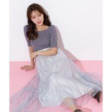 ニット×シアースカートドッキングワンピース