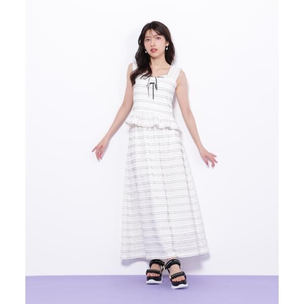 バイカラーストレッチレースセットアップ