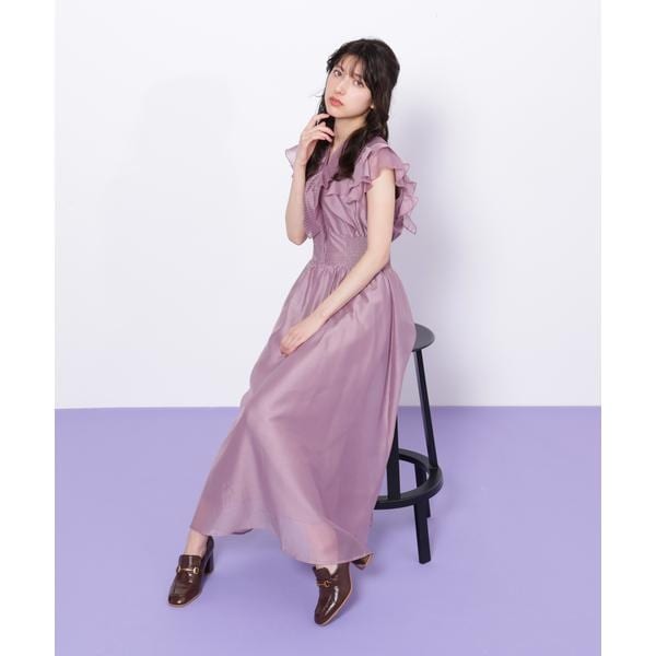 ジルスチュアート ストラップマキシワンピース紫ドレス サテン ジル バイ ジル スチュアート(JILL by JILL STUART) レディース