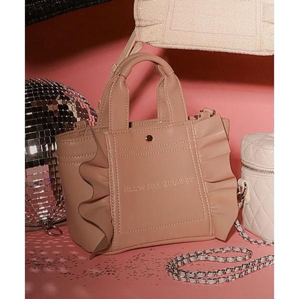 JILL by JILL STUART PEACH JOHN サテンフリルトート セール】PEACH JOHN コラボ フリルトートバッグ(505757680
