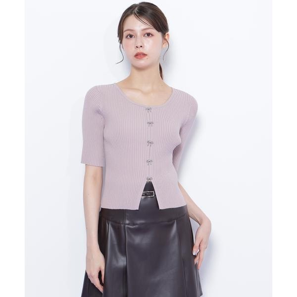 JILL by JILLSTUART パールミニロゴパフスリーブニットトップス ジルバイジルスチュアート JILL by JILLSTUART パールミニロゴ