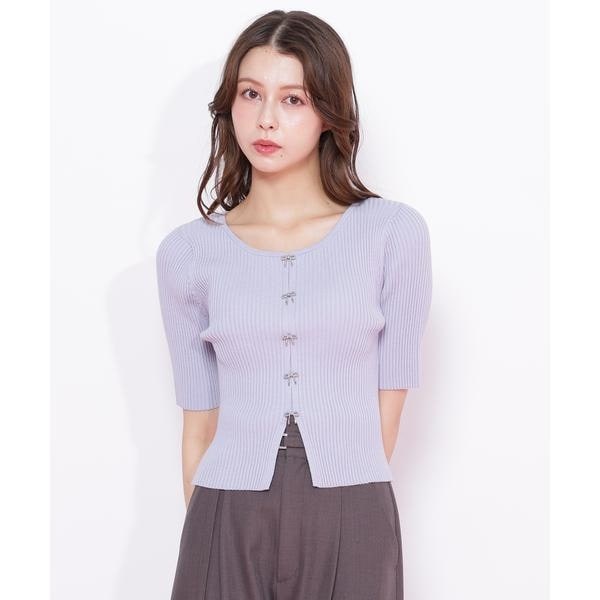 JILL by JILL STUART パールミニロゴパフスリーブニットトップス ジルバイジルスチュアート JILL by JILLSTUART パールミニロゴ