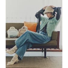 切替えデザインデニムパンツ