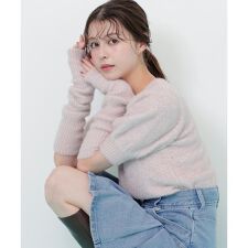 アームウォーマー付きモールシャギーニット