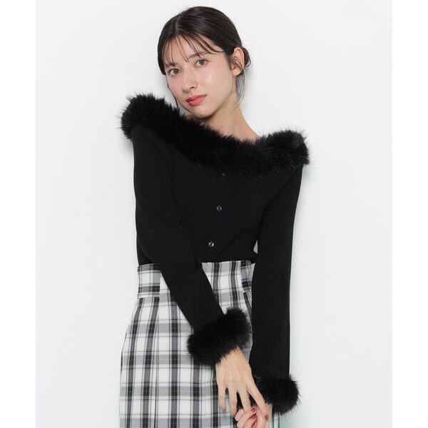 ラメフェザービッグカラーニットブルゾン | ジル バイ ジル